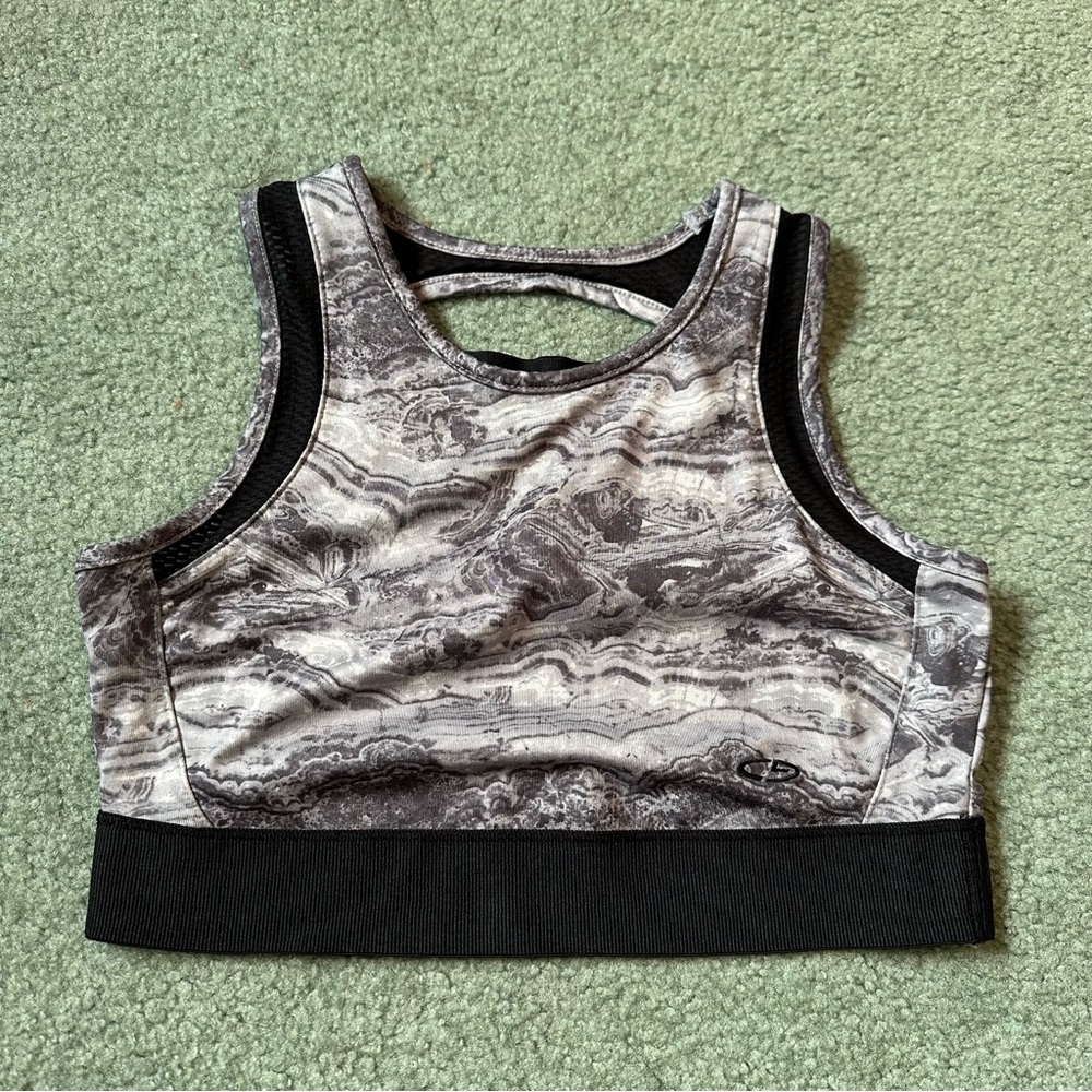 C9 by Champion Gray Marbled Halter Sports Bra Cross Band Racerback Size S
